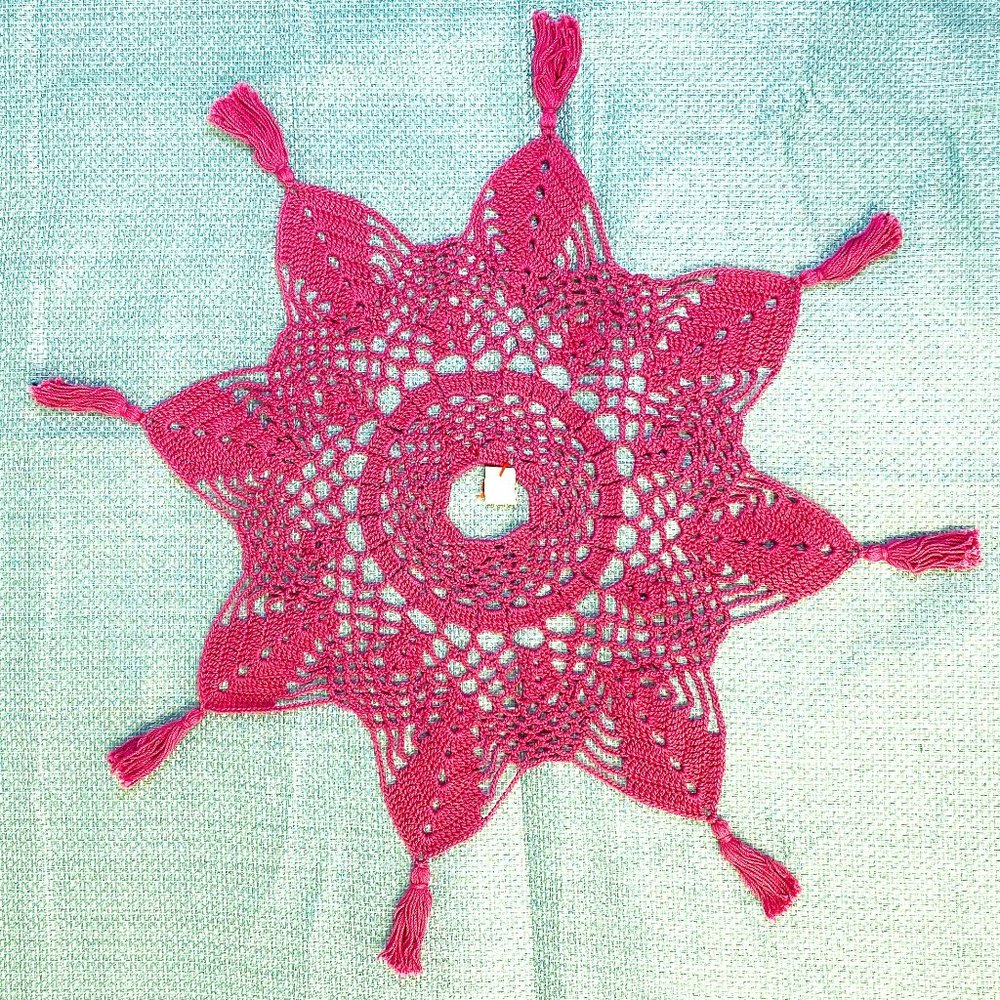 Home Decor Anthro Style Mandela Crochet Dolly Authentic Cultural Hand India Made